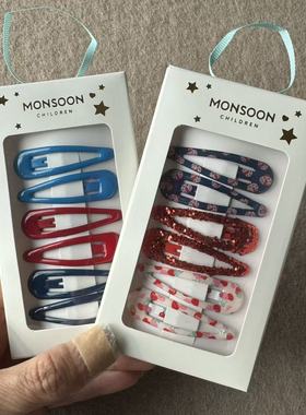 Monsoon Children儿童发卡简约基础BB夹彩色印花亮片刘海夹碎发夹