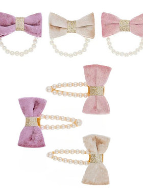 折扣英国贵牌儿童发饰Monsoon Children公主蝴蝶结珍珠发夹发绳