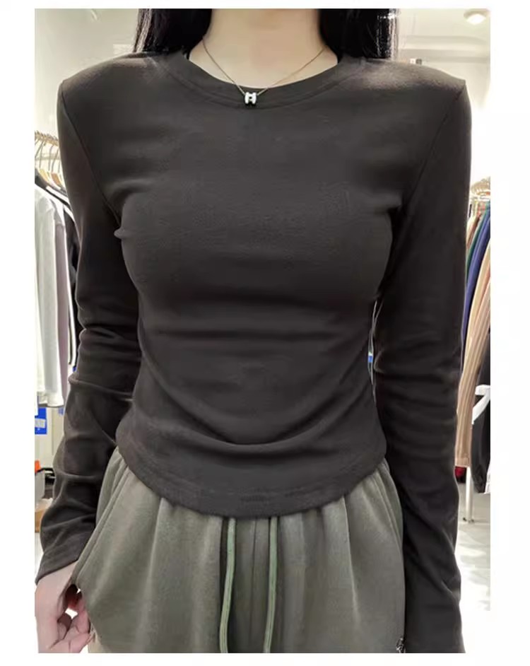 双面德绒长袖上衣T恤女