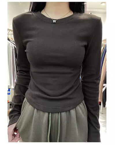 双面德绒长袖上衣T恤女