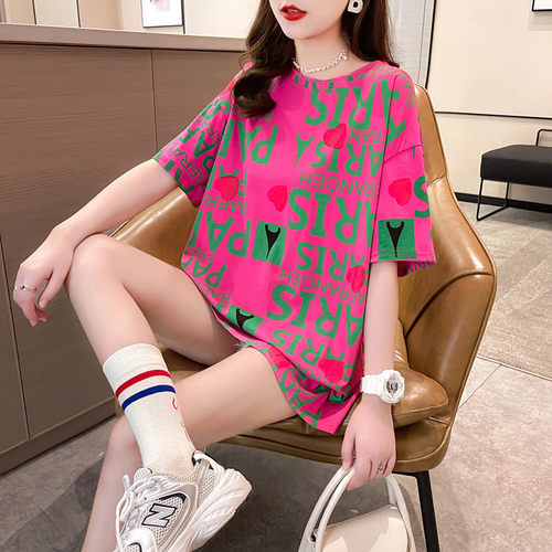 中长款超火cec夏季字母印花宽松