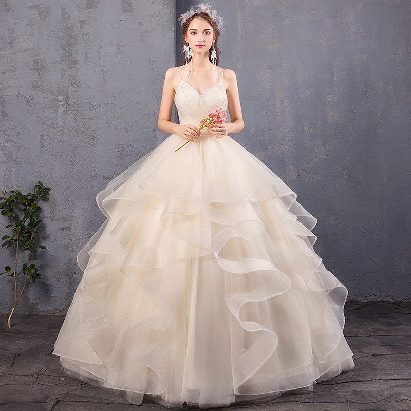 吊带轻婚纱礼服2019新款新娘女小个子法式香槟色简约齐地森系超仙|ruв категории Женская одежда, Cвадебные платья, свадебное платье - от Buy2taobao.com для оказания профессиональной услуги покупки агента Taobao