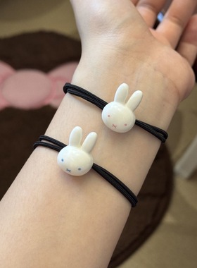 可爱小兔子头绳情侣手链少女心小皮筋送给男朋友皮套发绳网红发圈