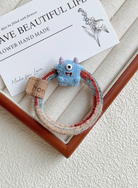 可爱小怪兽发圈少女小皮筋送给男友发绳扎头绳情侣手链高弹力发饰