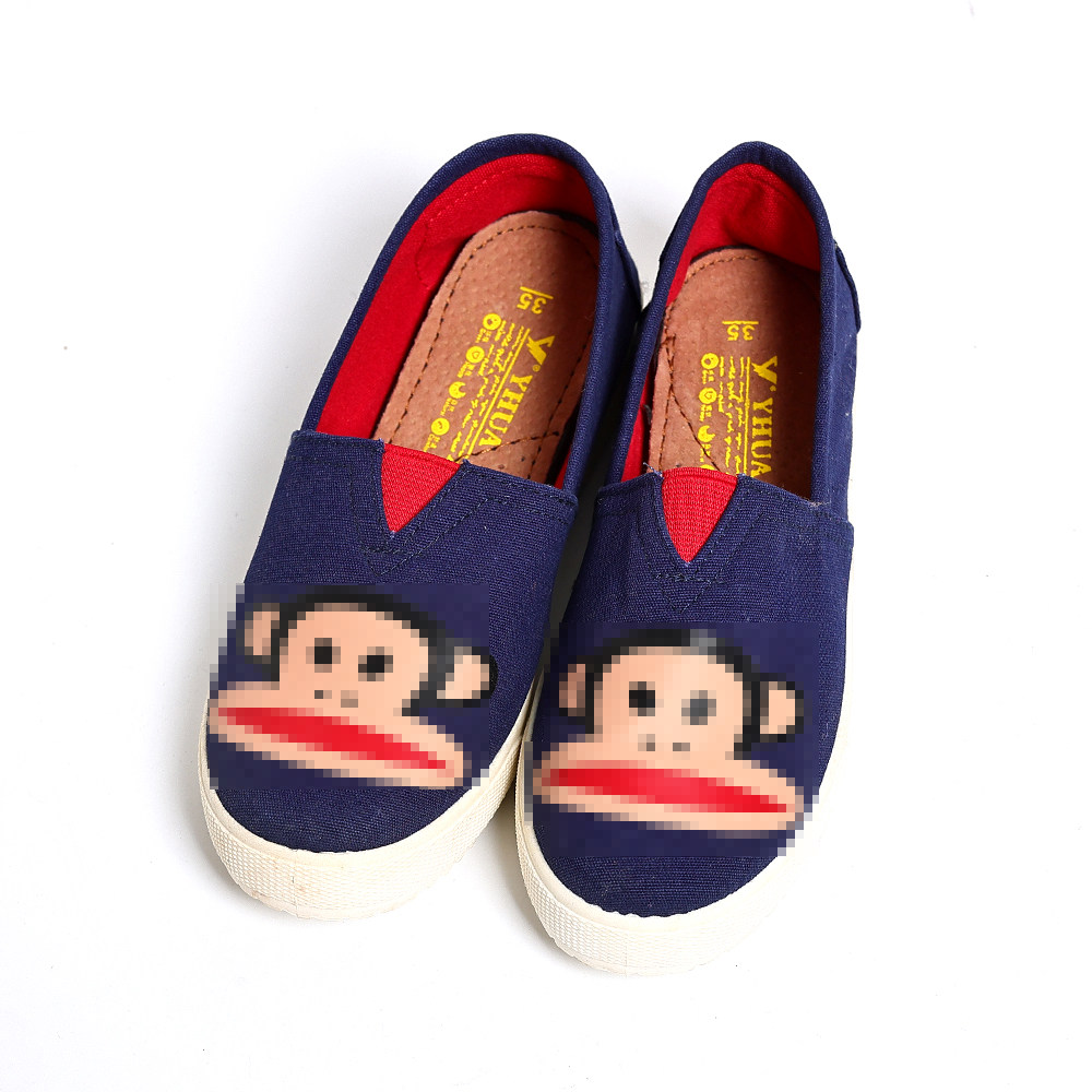 一脚蹬渐变格子懒人鞋韩版低帮平底休闲老北京时尚平底帆布鞋潮