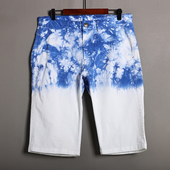 时尚 洋气宽松显瘦中裤 减龄洋气水墨印花渐变色男士 韩版 休闲裤 夏季