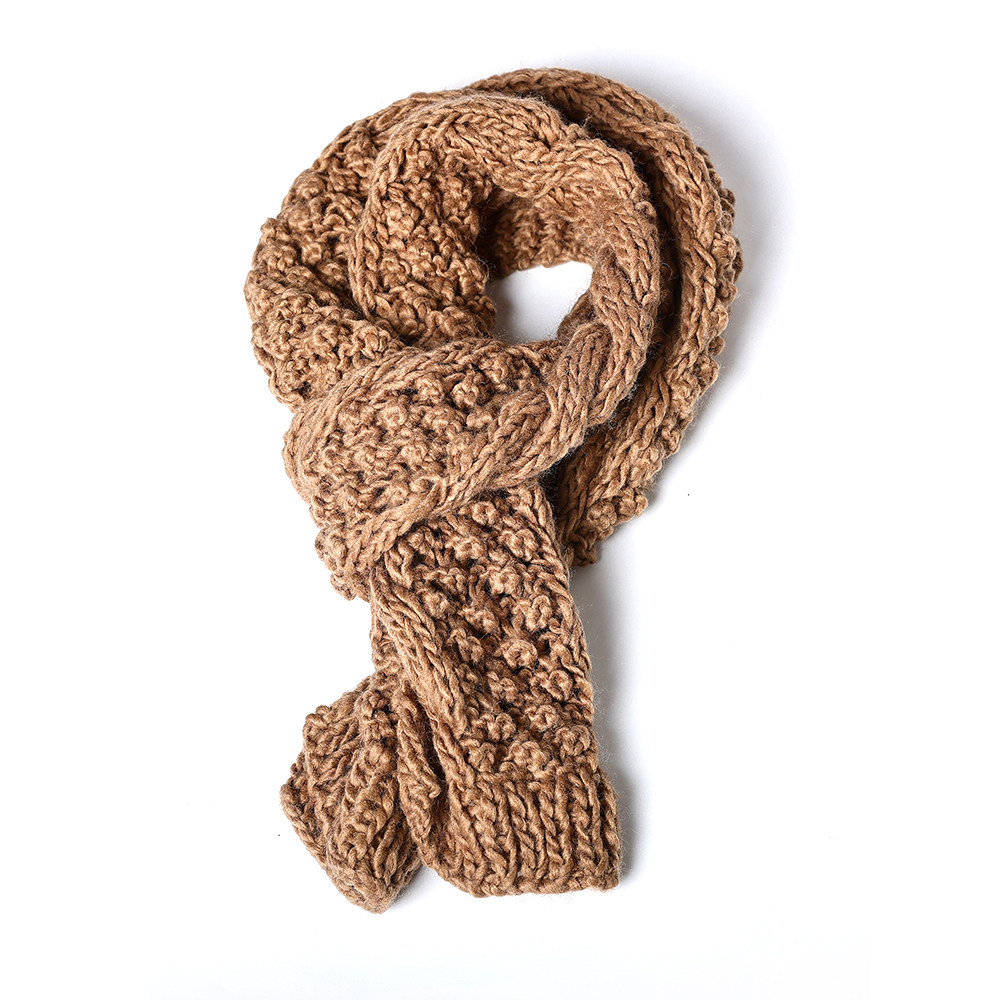 韩版针织毛线纯色围巾女冬季2024年新品百搭可爱气质保暖休闲围脖