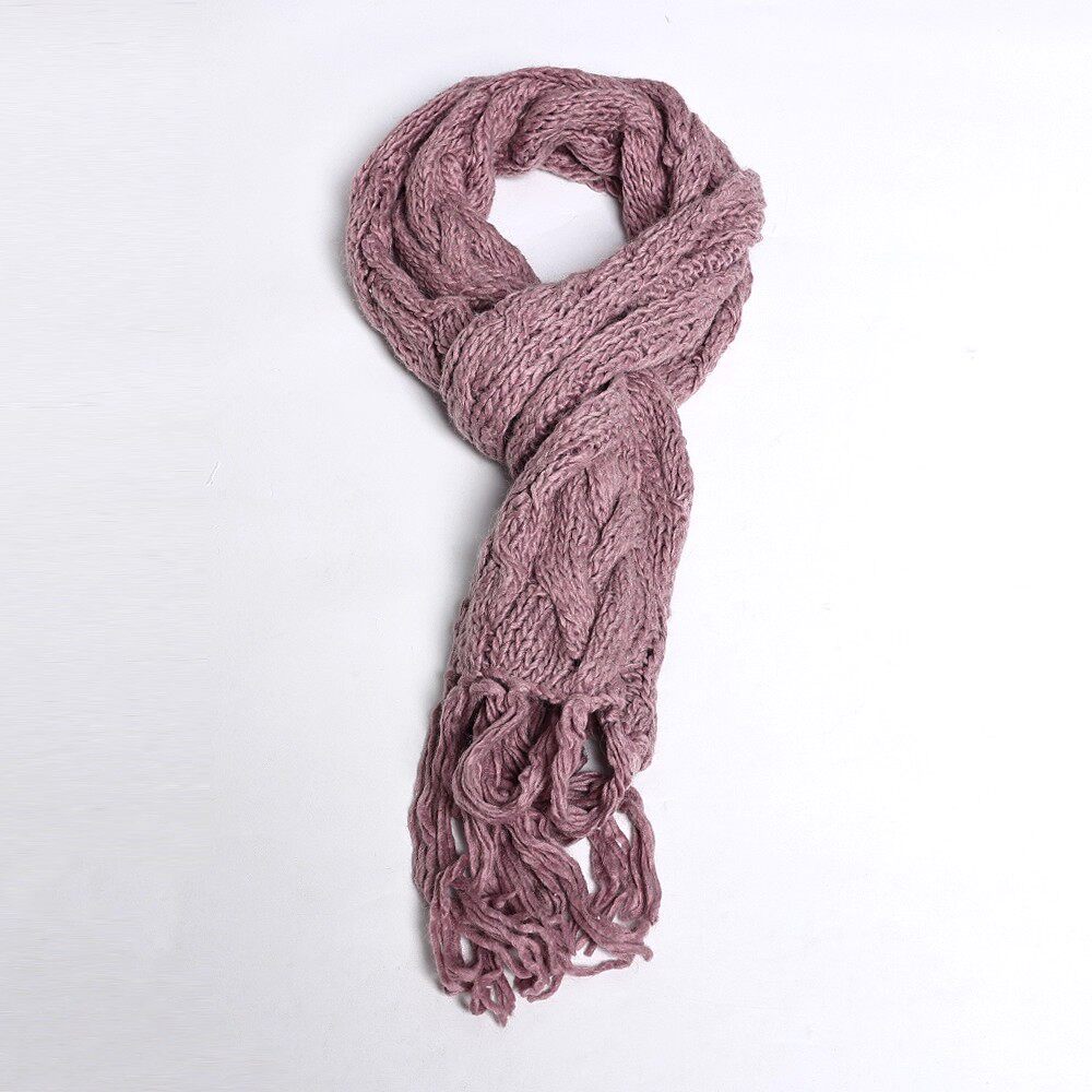 2025秋冬季新品长方形加厚流苏围巾韩版时尚毛线百搭通勤纯色披肩