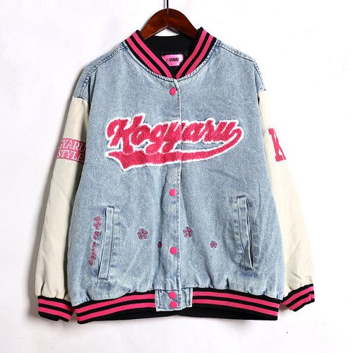 2026年春秋季时尚女童单排扣时尚棒球服韩版洋气字母拼接拼接长袖