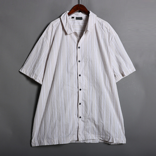2026年夏季男士宽松大码翻领时尚薄款透气休闲短袖衬衫