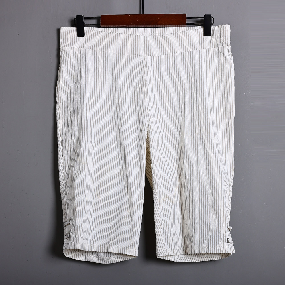 夏季时尚细条纹休闲裤中裤2025年夏季新品小清新紧身显瘦弹力短裤