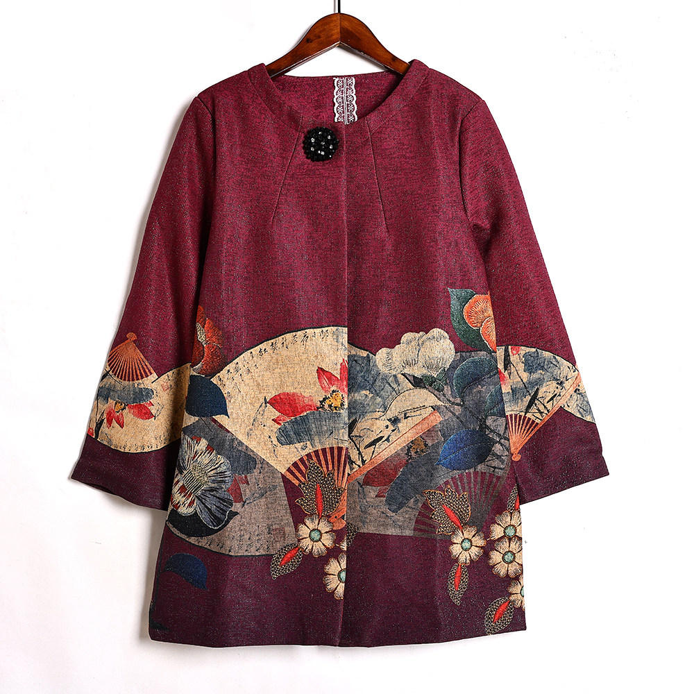 2025年春秋季新品时尚女装中老年妈妈外套韩版洋气暗扣中长款大衣