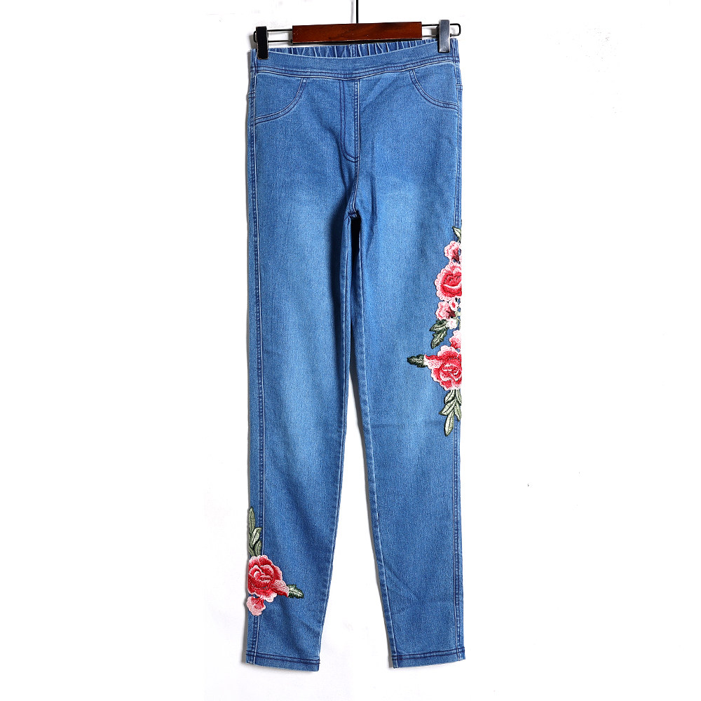 2026年春秋季时尚洋气刺绣花朵紧身显瘦松紧腰小脚裤休闲裤