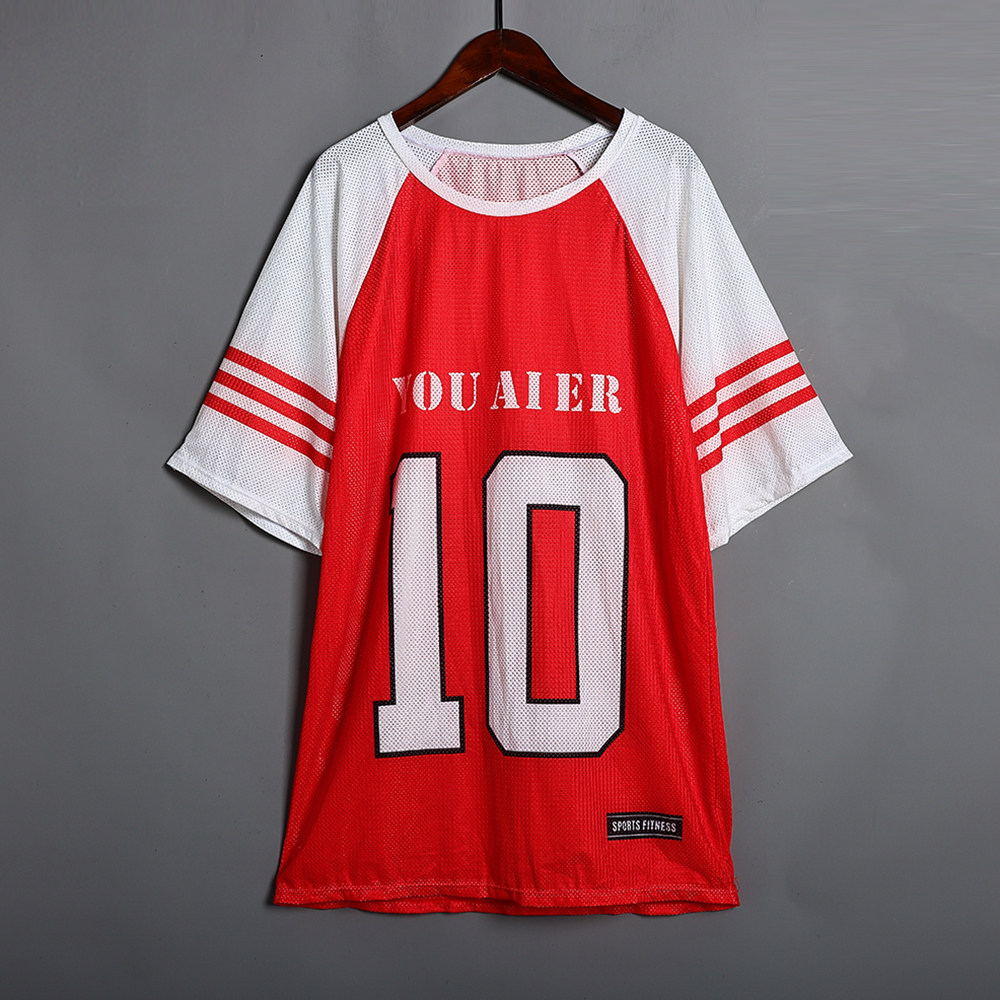 2025年夏季时尚字母印花情侣款圆领套头镂空透气圆领套头短袖体恤