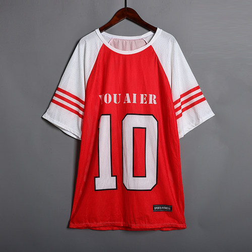 2025年夏季时尚字母印花情侣款圆领套头镂空透气圆领套头短袖体恤