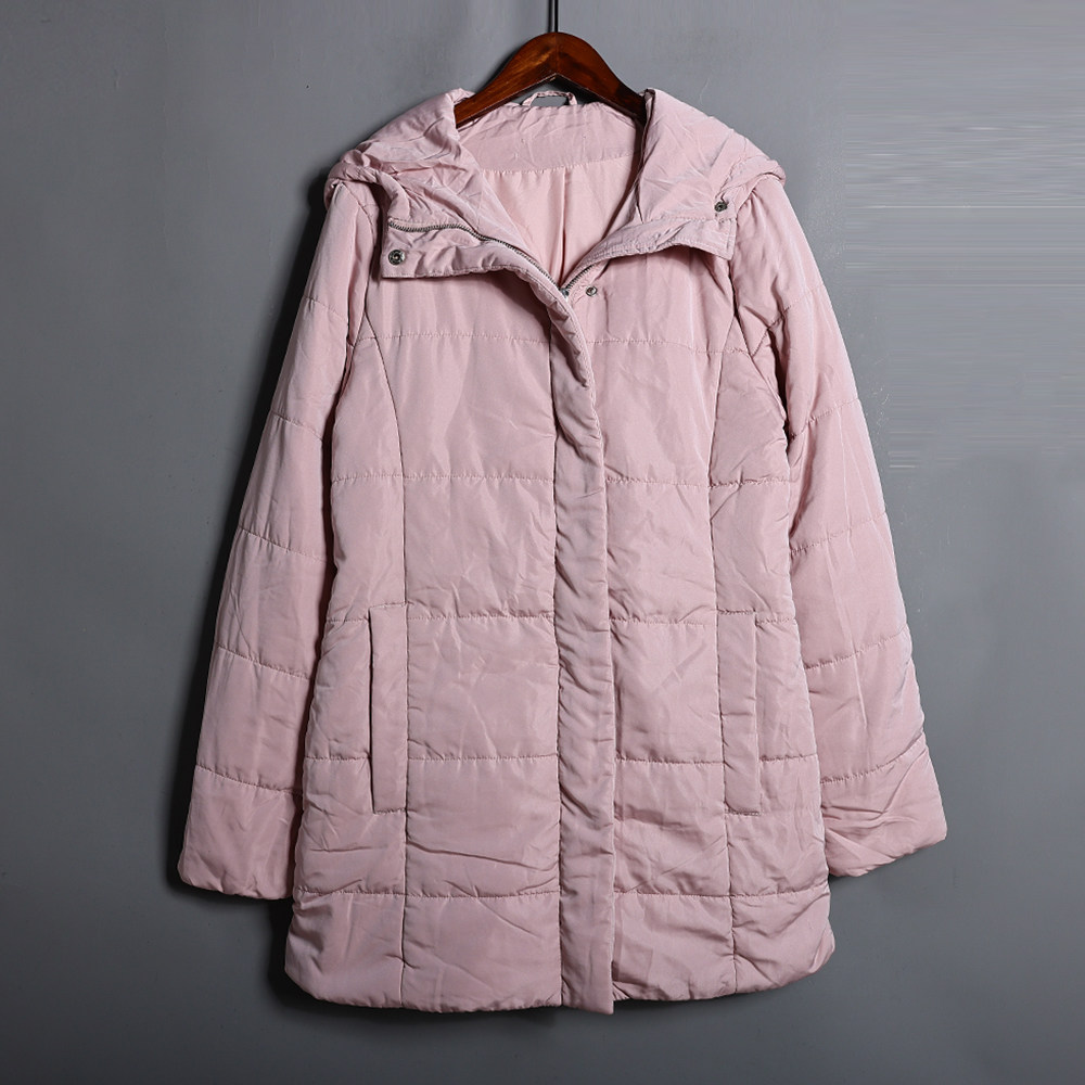 秋冬季女装中长款保暖防寒连帽加厚棉衣外套韩版简约宽松棉服潮