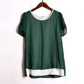 圆领套头短袖 2026年夏季 时尚 女装 雪纺上衣宽松透气休闲上衣潮 新品