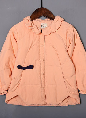 女童2024年冬季新品翻领羽绒服短款超萌可爱小清新纯色羽绒外套潮