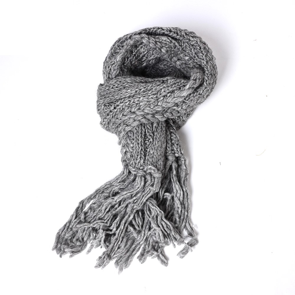 情侣款围巾女冬款韩版大众百搭新品针织保暖弹力纯色流苏围脖