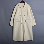 秋冬季 毛呢外套 简约纯色娃娃领羊毛大衣百搭双排扣中长款 新品 女装