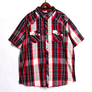 新品 衬衫 男士 洋气格子宽松显瘦休闲短袖 双口袋衬衣 时尚 2026年夏季