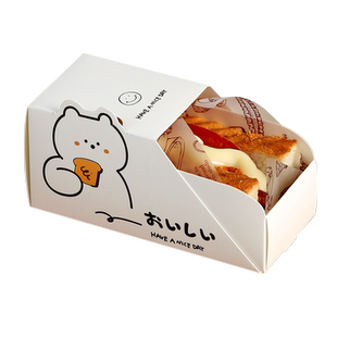 box网红三明治包装盒厚蛋烧吐司打包盒子便当一次性外带抽屉纸盒