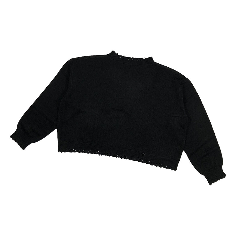 thumbnail for Bare Knuckles Short Solid Color Base Layer Trendy Crew Neck Long Sleeve Knit Sweater Cleanfit Sweater