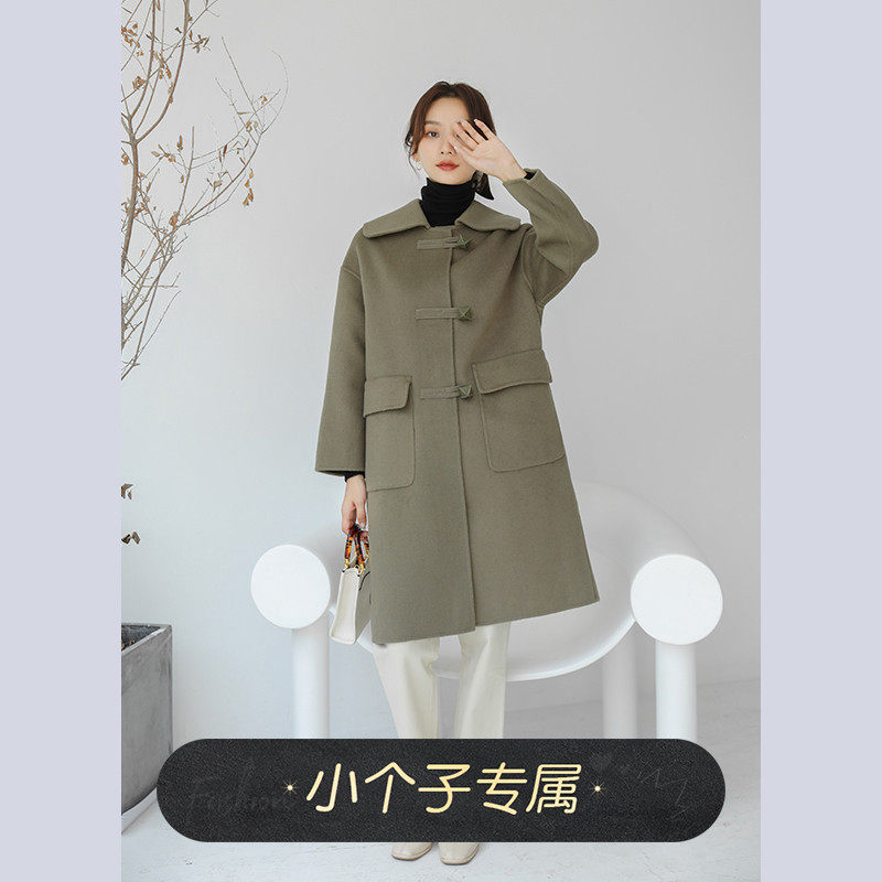 奈格薇儿小个子双面呢外套2025冬季新款中长款大翻领气质休闲大衣