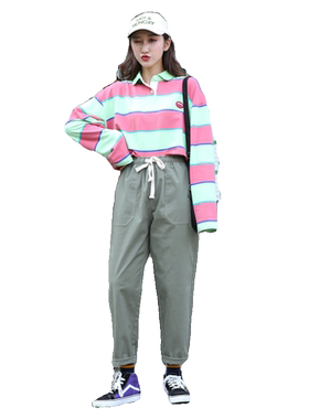 浅绿色裤子女2026新款工装裤直筒