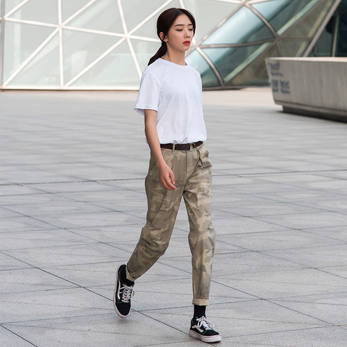 迷彩工装裤以田休闲女裤萝卜裤子