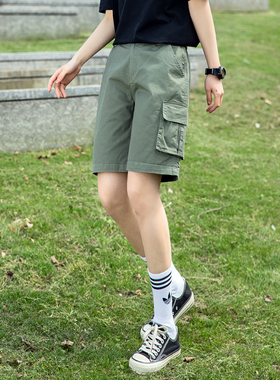军绿色工装短裤女夏季薄款五分裤女2026新款运动中裤休闲大码外穿