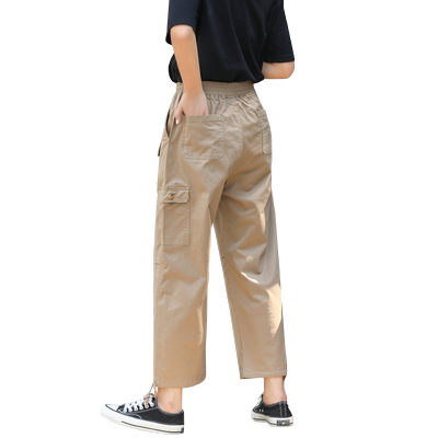 阔腿工装裤以田宽松松紧腰小个子