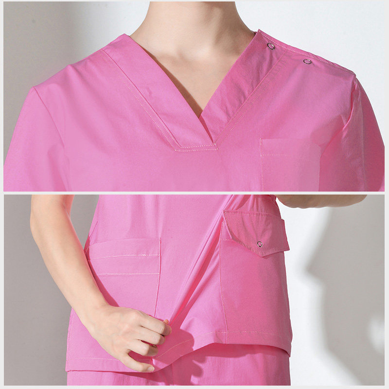 SURGICAL GOWN SOLID COLOR SHORT SLEEVE SURGICAL GOWN FEMALE DOCTORS GOWN NURSES GOWN OPERATING ROOM ISOLATION GOWN BRUSH HAND GOWN SPLIT SUIT