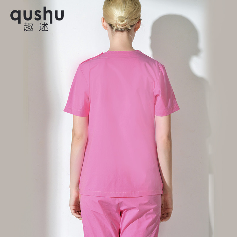 SURGICAL GOWN SOLID COLOR SHORT SLEEVE SURGICAL GOWN FEMALE DOCTORS GOWN NURSES GOWN OPERATING ROOM ISOLATION GOWN BRUSH HAND GOWN SPLIT SUIT