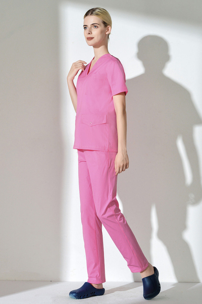 SURGICAL GOWN SOLID COLOR SHORT SLEEVE SURGICAL GOWN FEMALE DOCTORS GOWN NURSES GOWN OPERATING ROOM ISOLATION GOWN BRUSH HAND GOWN SPLIT SUIT