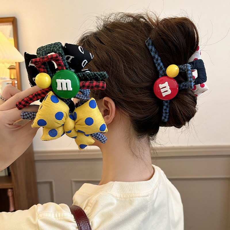 多巴胺撞色M豆蝴蝶结AB面抓夹