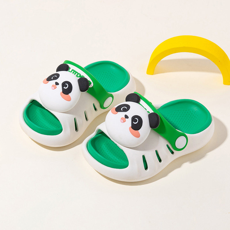 熊猫儿童洞洞鞋3-6岁室内防滑包头儿童拖鞋夏小男孩软底男童凉鞋