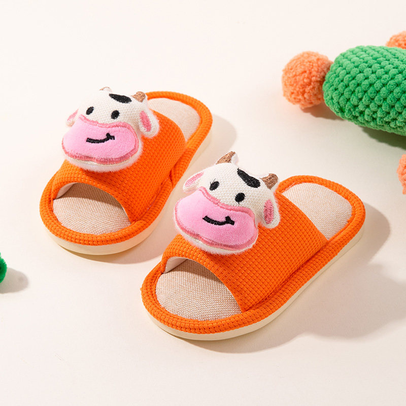 奶牛宝宝亚麻拖鞋男女孩家居防滑四季布拖鞋儿童凉拖防滑软地板鞋,童鞋/婴儿鞋/亲子鞋,儿童凉拖鞋,淘宝优惠券,粉丝福利购,淘宝优惠卷