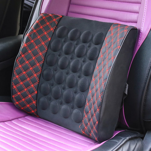 汽车腰靠电动按摩 红酒靠枕车载内饰品办公室靠垫超纤皮 车载腰靠