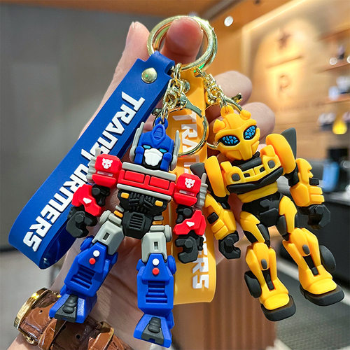 积木变形金刚钥匙链卡通擎天柱大黄蜂钥匙扣高达机器人书包挂件