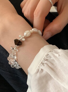 小众精致透明串珠珍珠手链女简约高级感显白时尚潮流百搭手环手饰