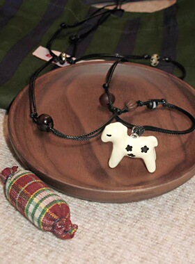 许愿木马  新款设计本命年可爱小马编绳毛衣链串珠项链