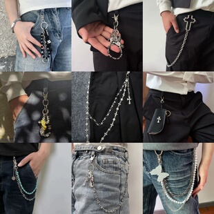 欧美包包挂链宝剑圆珠十字架腰链龙虾扣头潮男朋克美式牛仔裤链潮