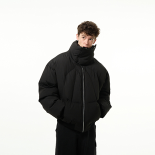 MADWITCH美式复古cleanfit设计感立领棉服男女宽松盔甲黑色外套潮