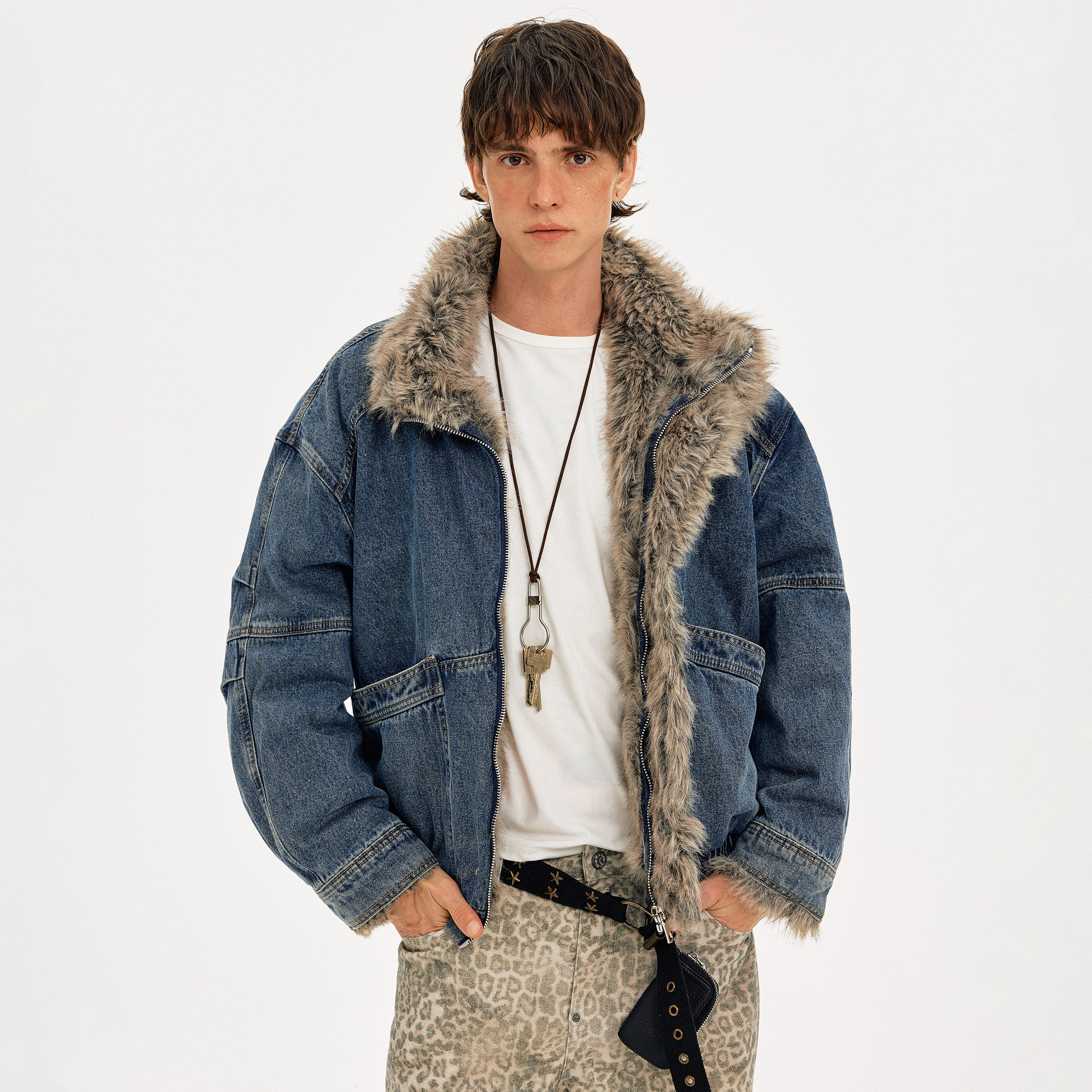 MADWITCH复古解构设计感牛仔棉服