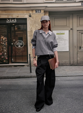 MADWITCH复古高智感假两件针织衫女复古老钱学院风高级感休闲毛衣