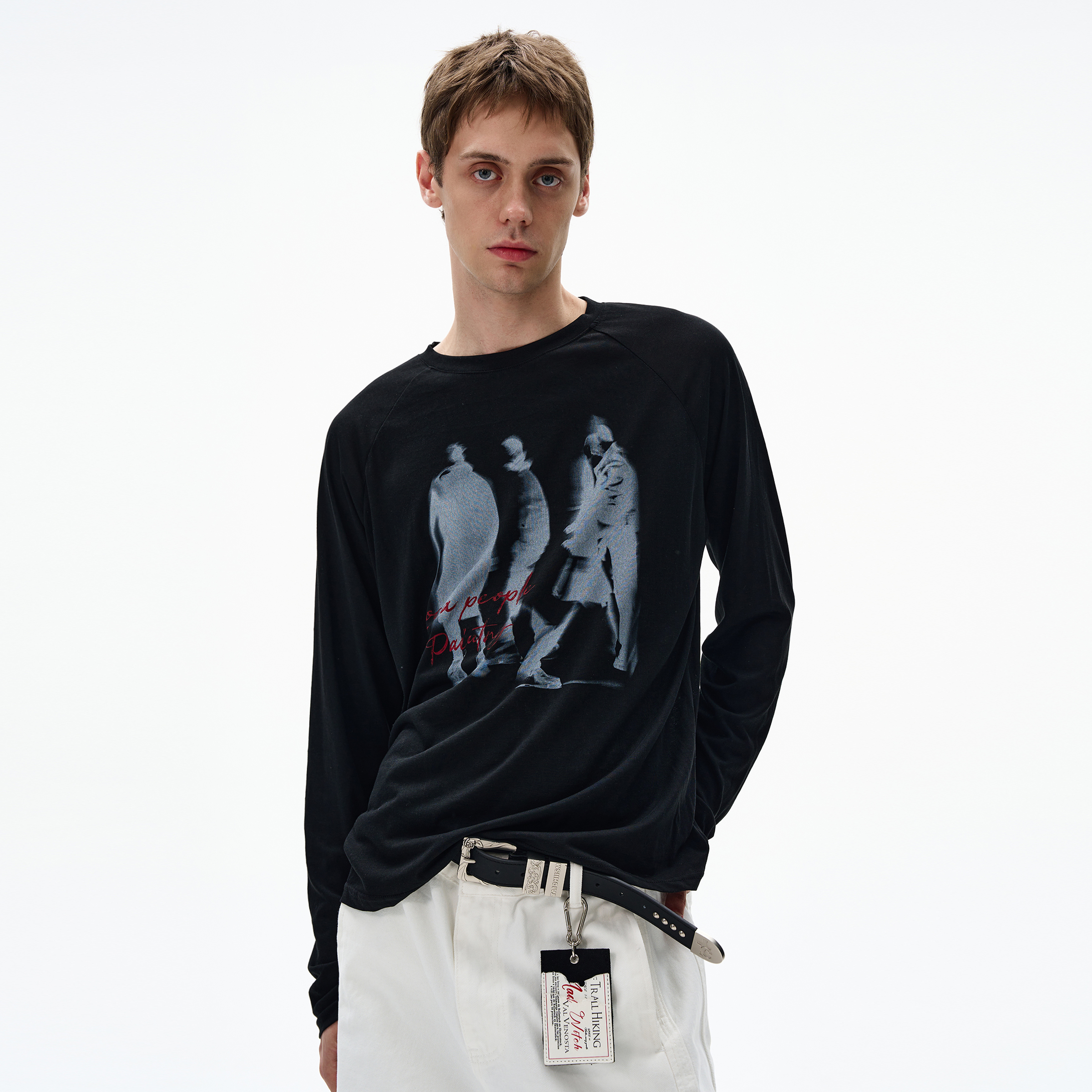 MADWITCH美式复古模糊印花长袖潮