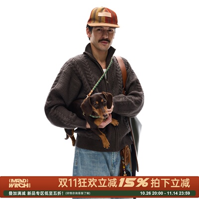 MADWITCH复古编织麻绞花针织衫