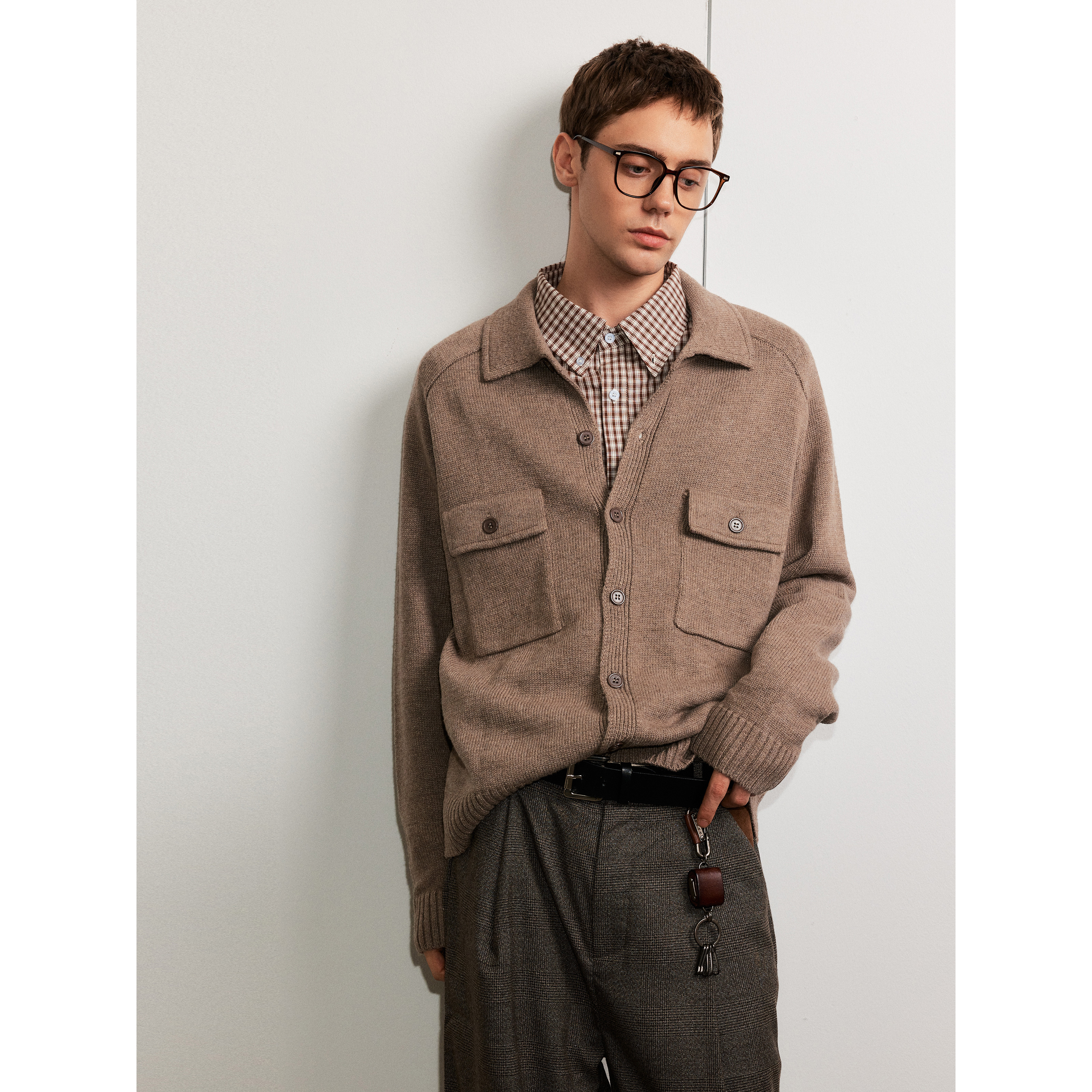 MADWITCH复古老钱风翻领针织衫潮