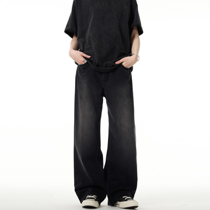 MADWITCH美式高街vibe水洗牛仔裤男女宽松直筒cleanfit休闲裤子潮